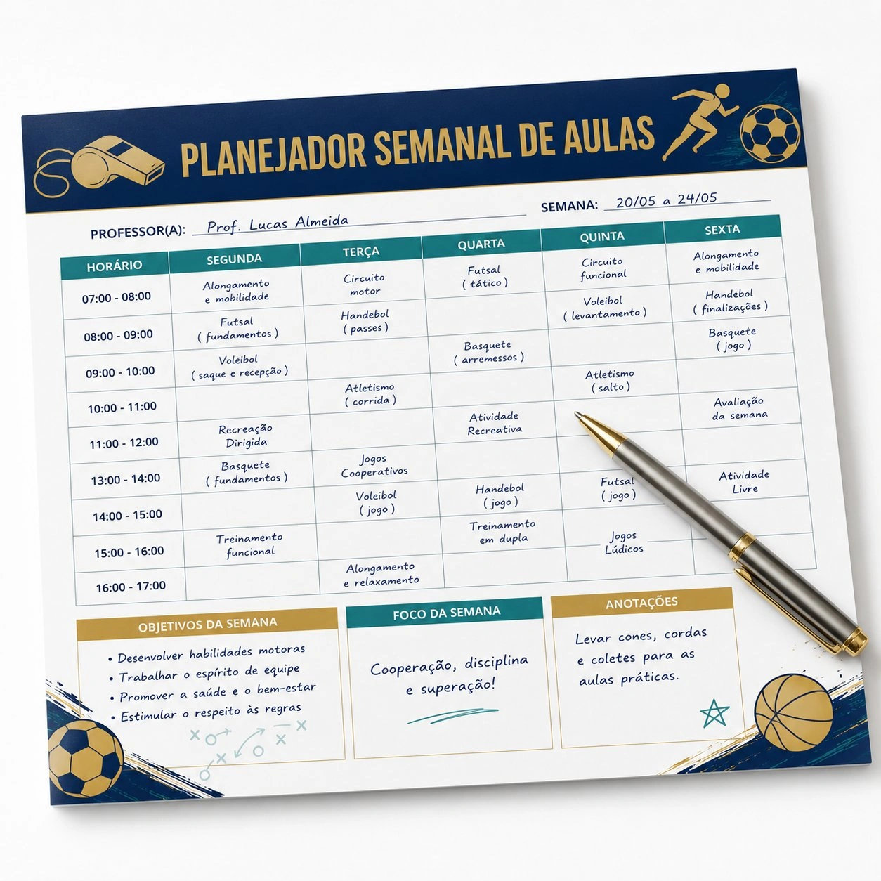 Planner de Aulas Pronto