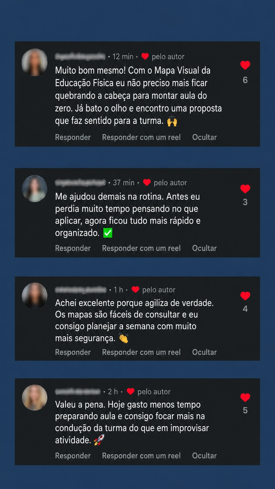 Depoimento em comentário de rede social